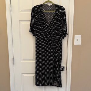 Chaus Black and White Polka Dot Midi Dress